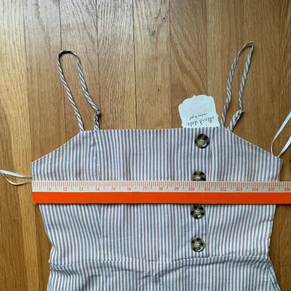 Altar'd State Striped Dress Womens Small Tan and White - Picture 9 of 15